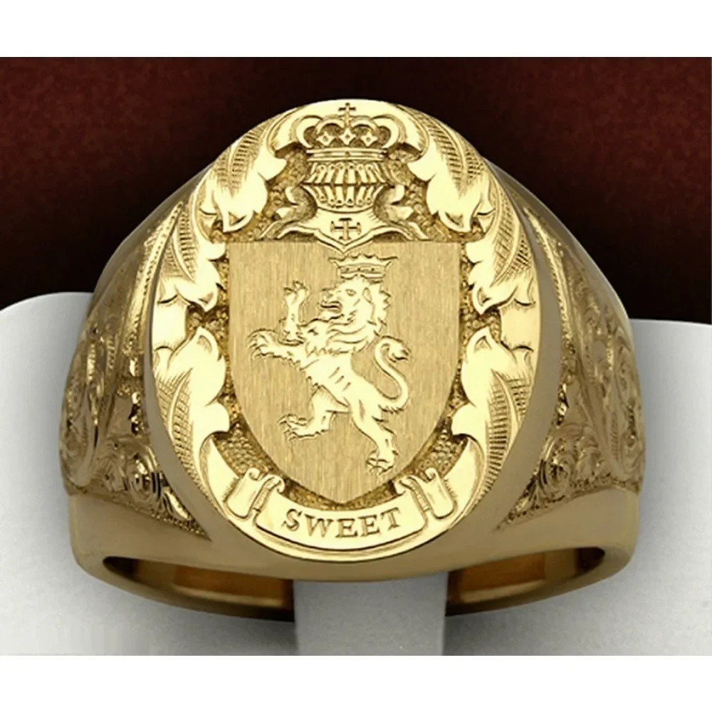 Simple Fashion Niche Domineering Crown Lion Ring Royal Seal Personalized Domineering Street Fashion Party Mens Ring Accessories 250903