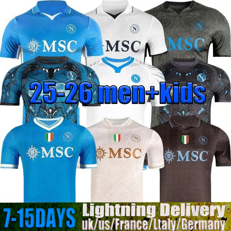 25 26 CAMPIONI NAPOLI soccer jerseys DE BRUYNE Maglia SSC Napoli NUNEZ Partenope Jersey Napoli 25 26 Cyborg Training Shirts Naples 2025 Kids FOOTBALL SHIRT LUKAKU