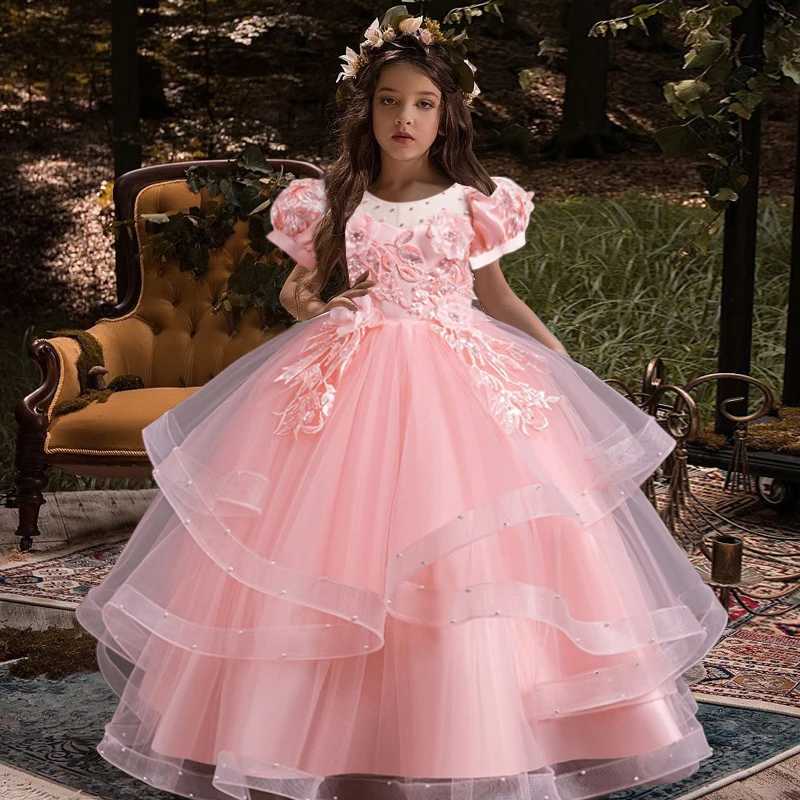 New Flower Girl Wedding Dress Girls Party Dresses Elegant Girl Walking Show Evening Dress 4-12 Years Old Childrens Clothing Z250904