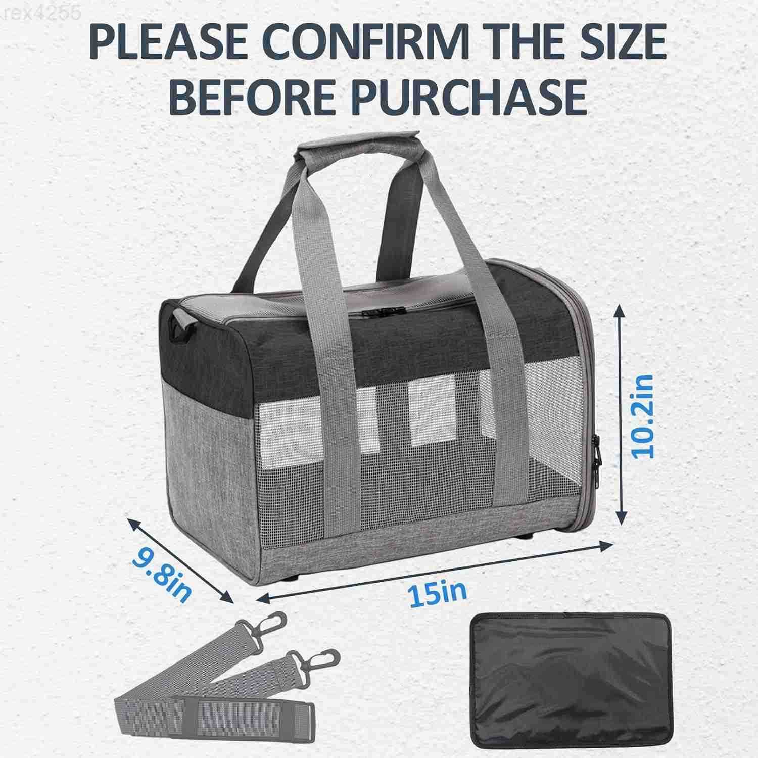 Rabbit Travel Carrier Bag Airline Approved Pet Pocket Breathable Mesh Window Portable Hand Bag with Locking Safety Zippers for Small Dogs Cats Bunnies