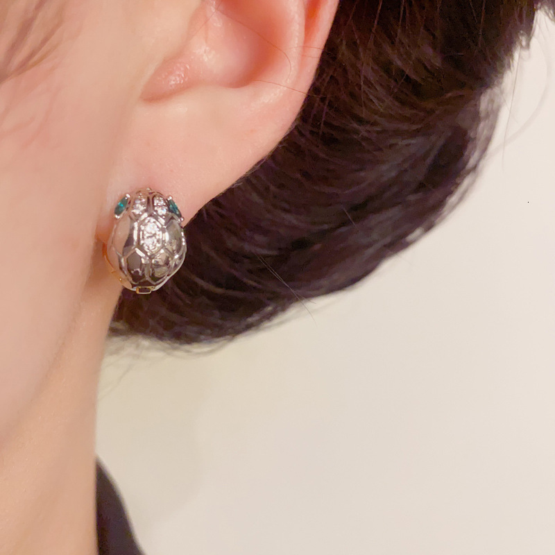 French Fashion Gold And Silver Block Snake Shaped Earrings Light And Luxurious Retro Designer Luxurious Free Shipping High-quality Earrings