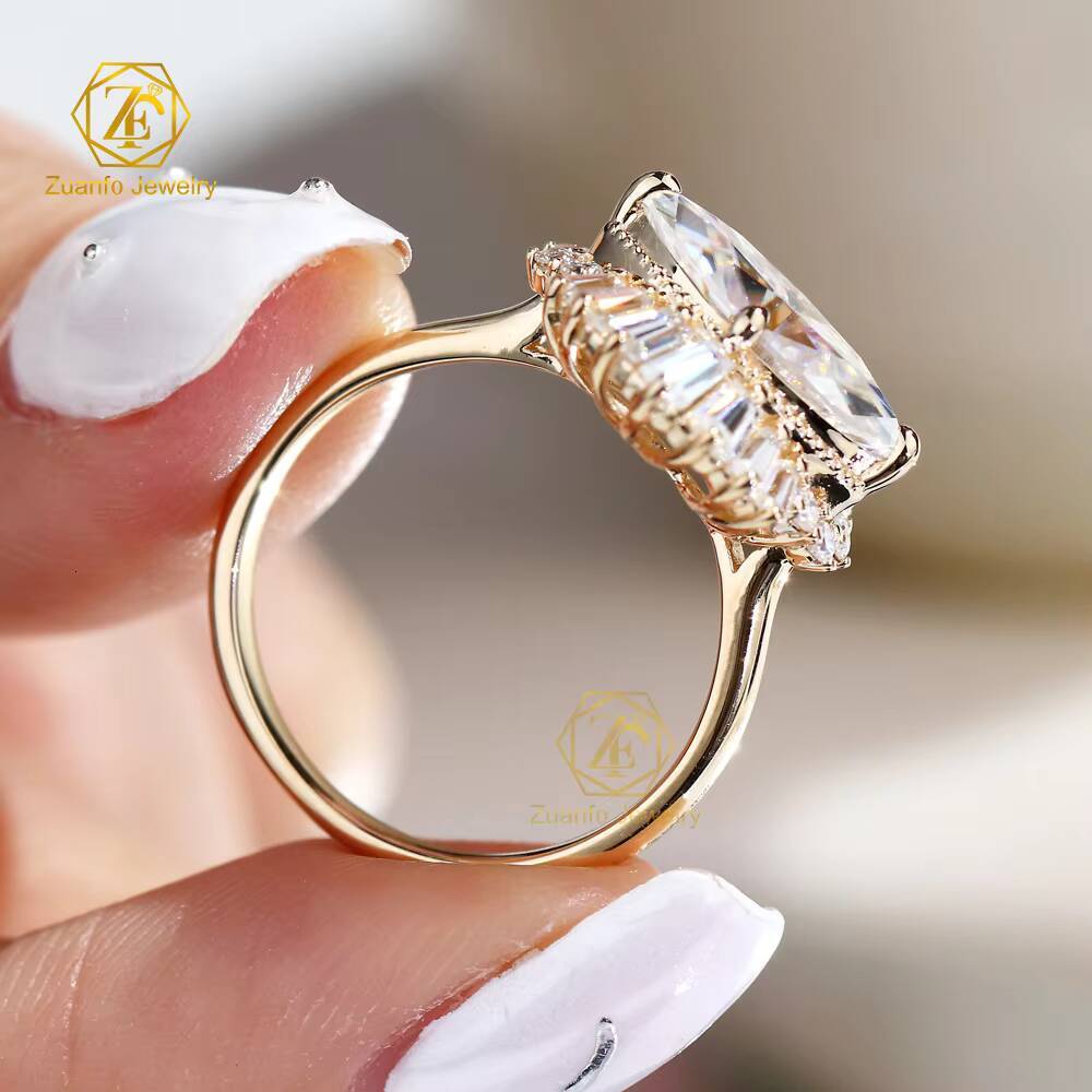 Wholesale Price Jewelry 10K Real Rose Gold Yellow Gold 2CT6X12MM D VVS1 Marquise Moissanite Diamond Wedding Ring for Women