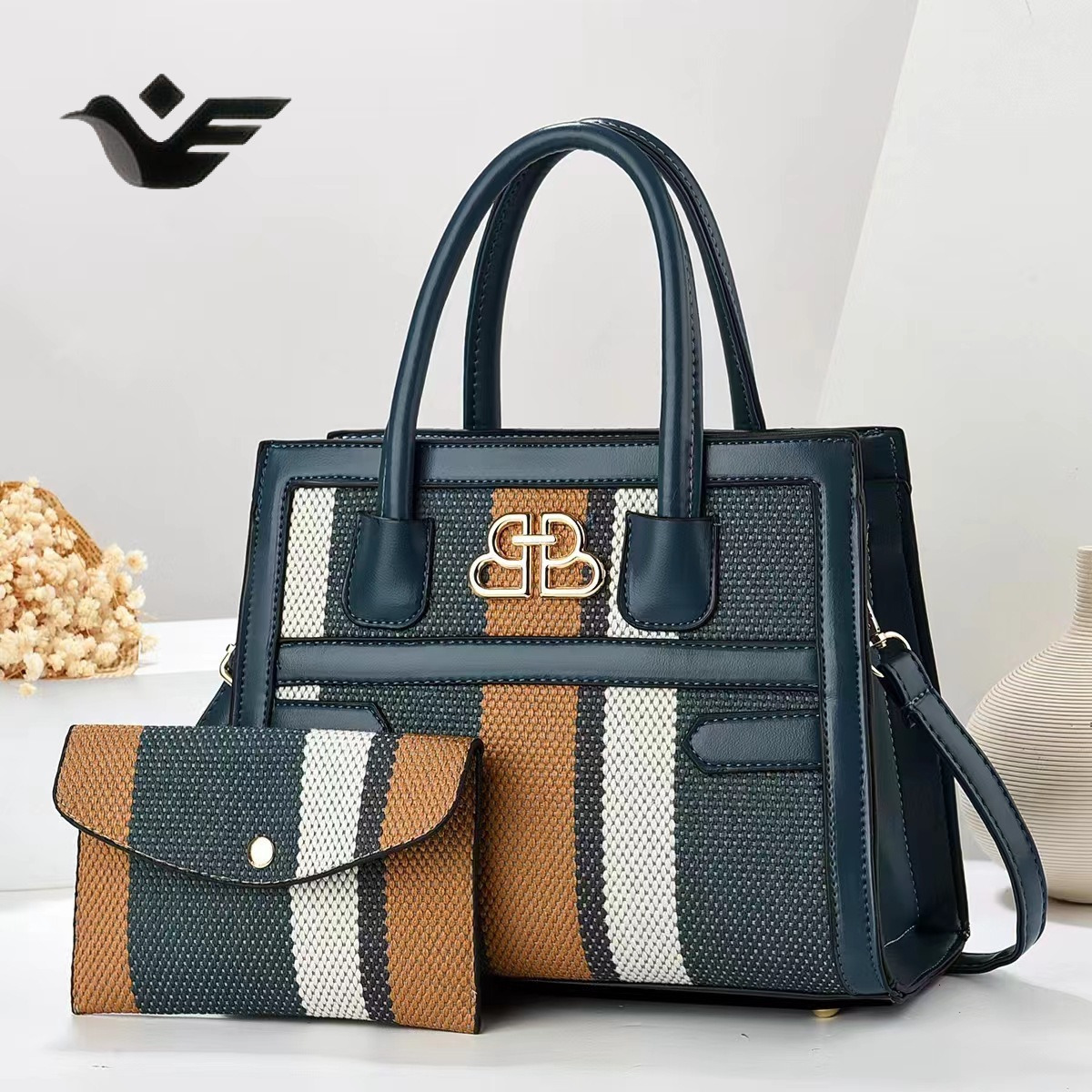 Feiyan Free Shipping New Designer Bag Luxury Shopping Bag Color-block Canvas Fashion Single Shoulder Crossbody Bag Handbag Elegant Women's Versat