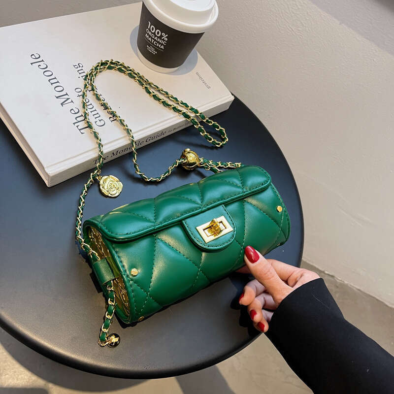 Babylon Fragrant Wind Lingge Chain Small Golden Ball Cylinder Simple Camellia Single Shoulder Crossbody Bag