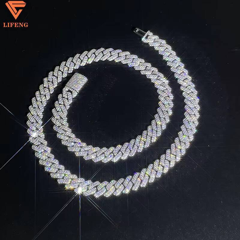 Hot Sale 10mm S925 Silver Cuban Link Chain VVS Moissanite Iced Necklace GRA Certificate Hip Hop Jewelry Featuring Diamond Gold
