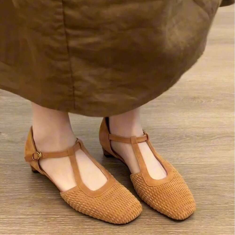Woven Stunning Roman Sandals for Women 2025 New Summer Outdoor Hollow Mary Jane Designer Shoe Chunky Heel Closed Toe Single Shoes