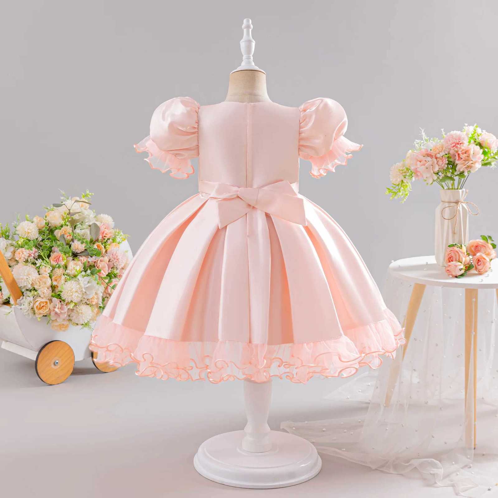 Sweet pink girls dress pastoral style princess dress suitable for birthday party piano concert Z250904