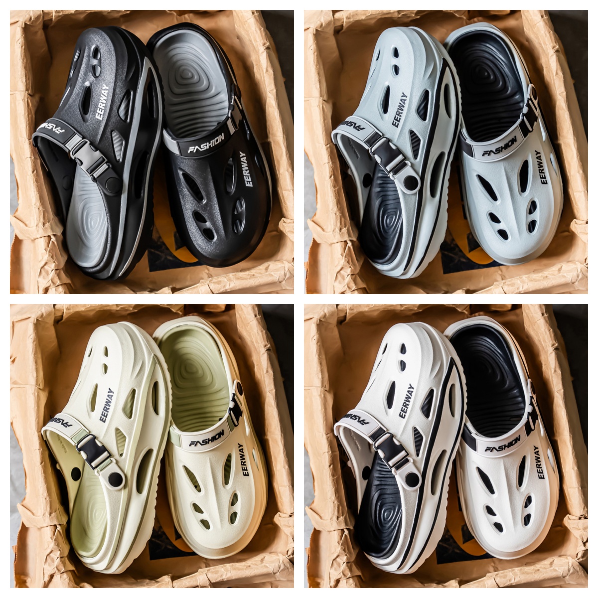 Free shipping Mens Openwork Slippers Designer Slippers Thick Soft-Soled Beach Sandals Non-Slip High-Quality New-Style Slippers