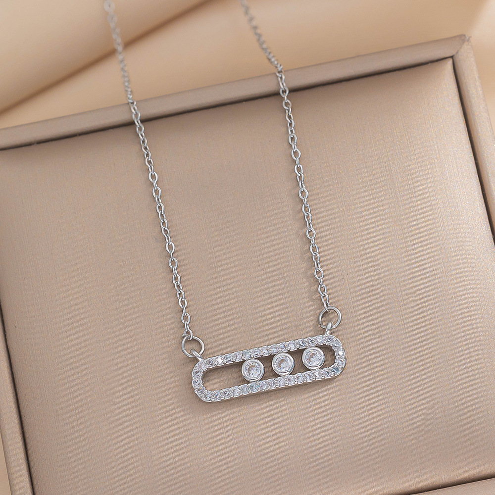 Designer Necklace Pvd Gold Plated Stainless Steel Classic Moving Zircon Stone Charm Necklace for Women Party Wedding drop ship wholesales