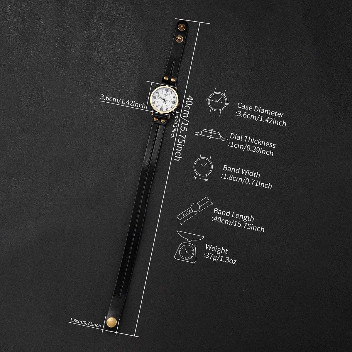 1pc Wens Watch Fashion Round Dial Retro Leather Strap Quartz Watch X250904