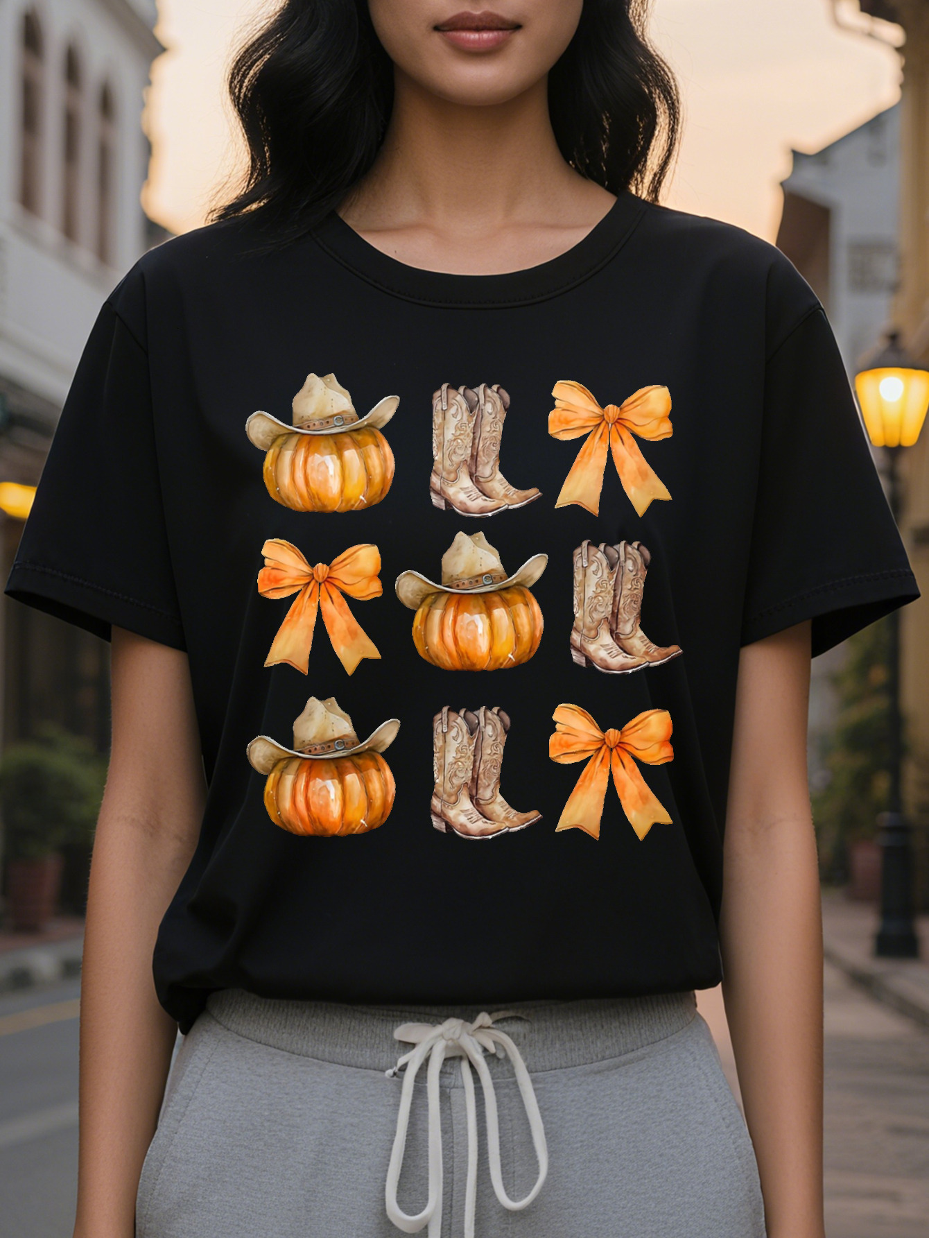 Cozy Halloween Graphic Sweatshirt Soft Crew Neck Casual Fall Wear Women's Comfortable Clothing for Autumn