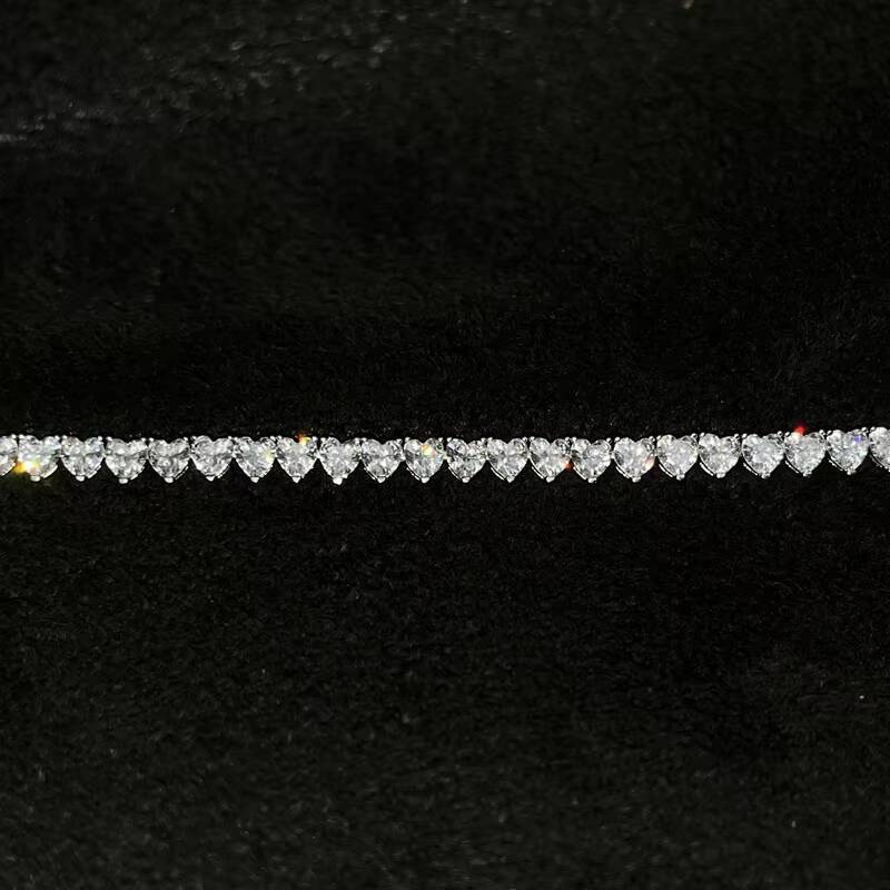 New Arrival Bling Heart Shape Tennis Bracelet 925 Sterling Silver Cubic Zirconia Jewelries for Women Men for Gift Party