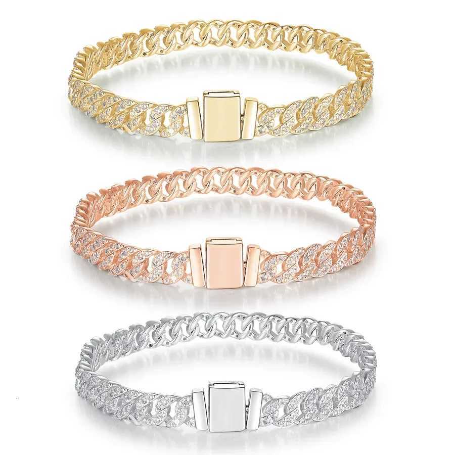 New Shiny Cuban Chain Densely Inlaid Eternal Chain Bracelet Necklace Jewelry Charm Wens Boutique Gift Suitable for Daily Wear Y250904