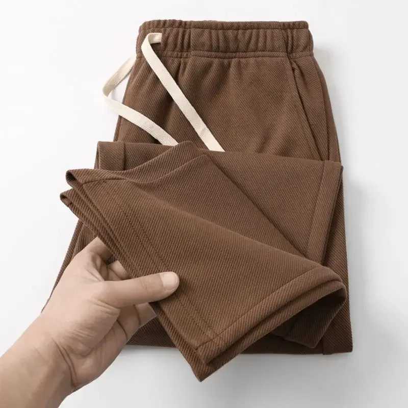 Mens Loose Straight Pants Diagonal Stripes Elastic Waist Allmatch Ankle Length Pants Spring Autumn Casual Outdoor SweatpantsXJ250904