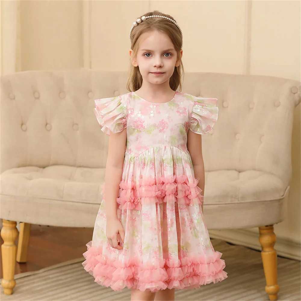 Baby Girl Sleeveless Thin Pink Princess Dresses Kids Girl Flower Casual Dress Mesh Birthday Ceremony Ball Gown Z250904