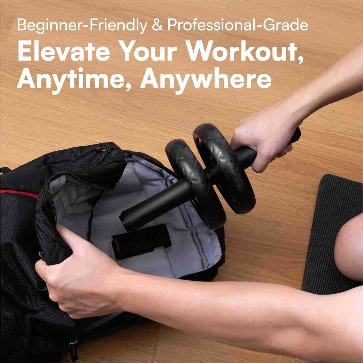 Ab Roller Wheel For Abs Workout Abdominal Core Exercise Equipment With Extra Thick Knee Pad Mat wDual Glide Wheels Abs Roller Wheel Home Workout Abs E