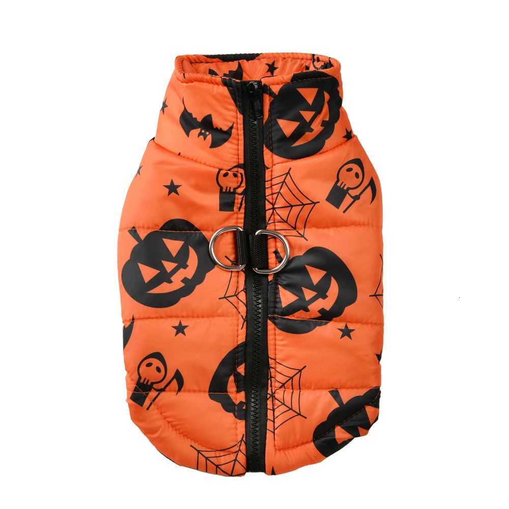 Winter Dog Clothes Small Medium Dogs Halloween Pet et Party Puppy Costume Warm Pumpkin Print Pet Coat Schnauzer Vest Coat W250904
