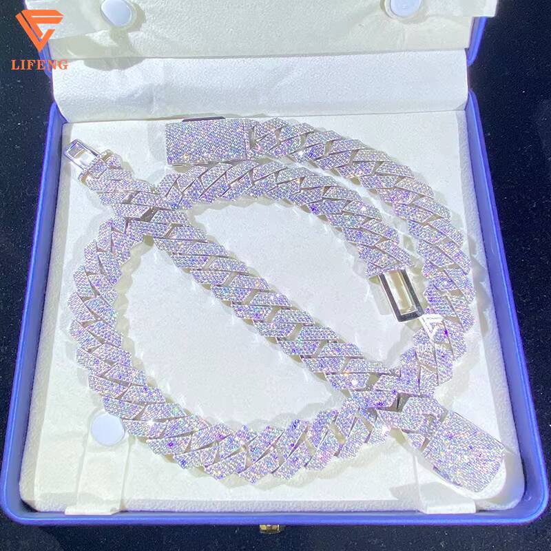 Custom 20mm Cuban Chain Necklace Fashion Jewelry for Women Girls with Personalized Name Moissanite Diamond Necklace