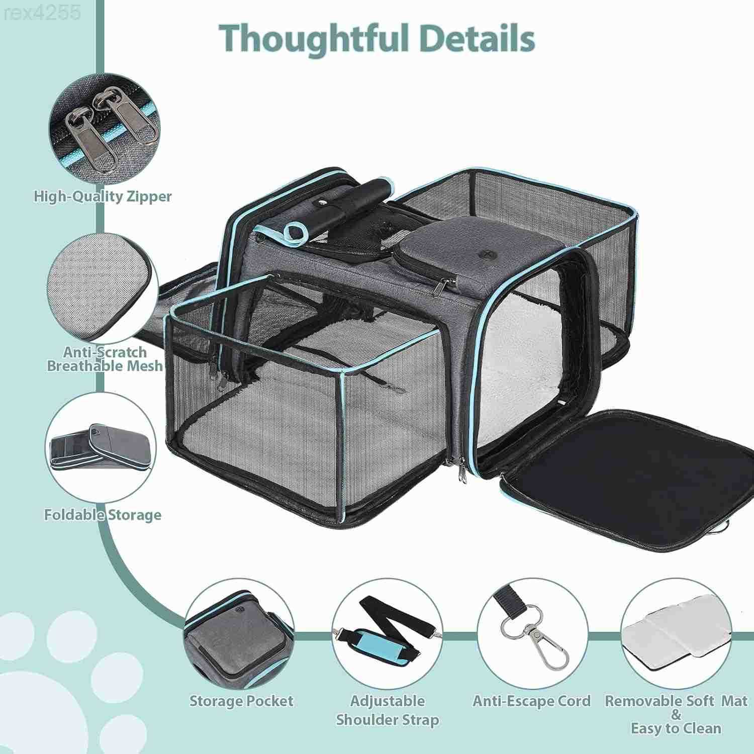 Dog Cat Carrier Airline Approved Soft Pet Carrier Breathable Collapsible Design Ideal for Small Dogs Cats Rabbits and Other Small Animals Larger ExW25