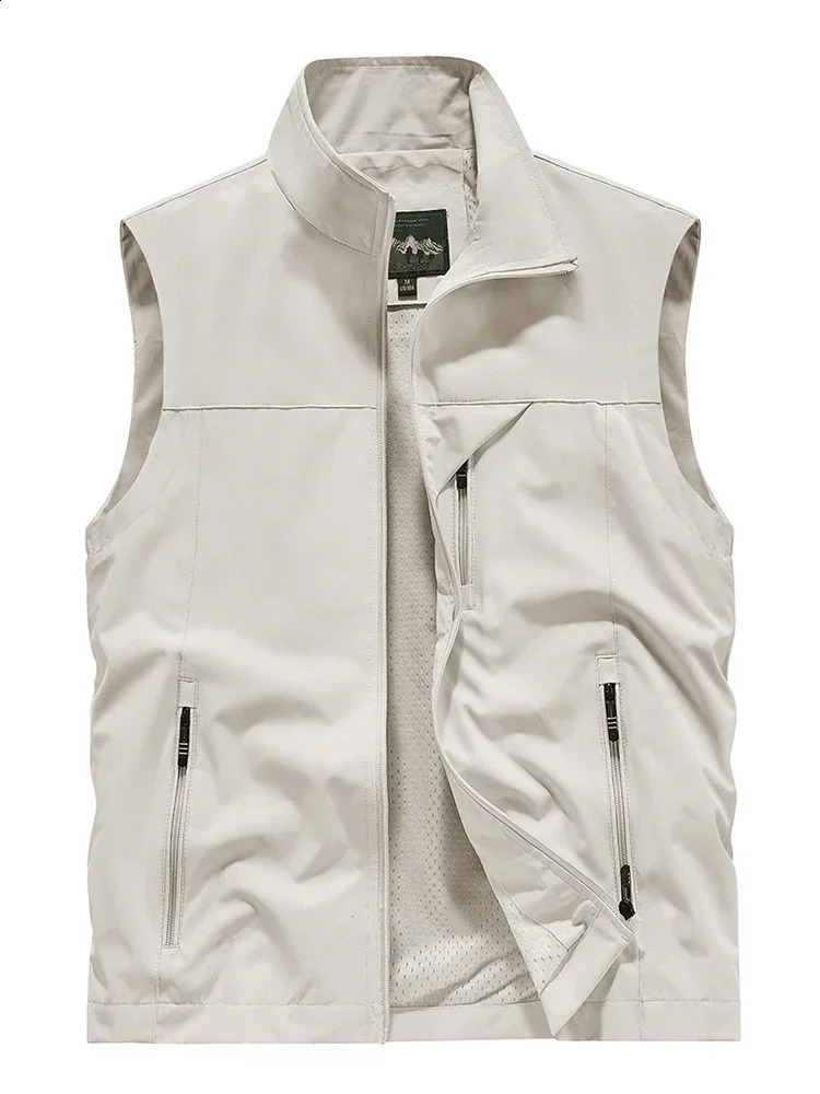 Summer Vest Mens Work Large Size Golf Sleeveless Jacket Tactical windbreaker Hunting Camping Fishing waterproof Coat Parka 250904