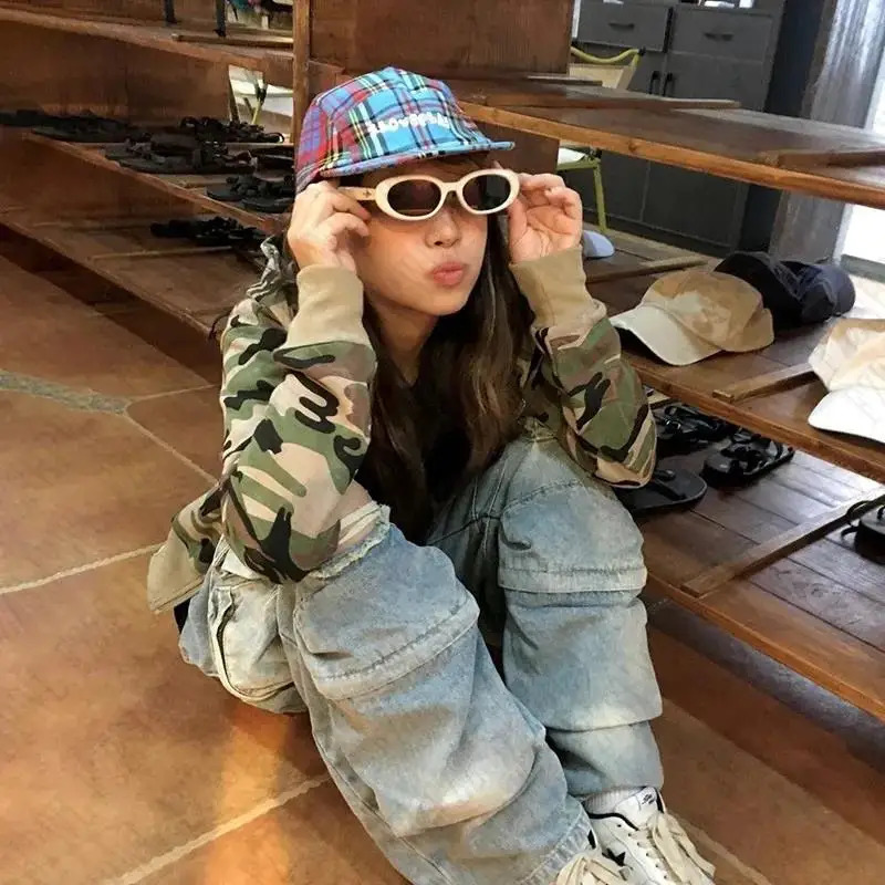 Y2k Women Camouflage pattern short hoodie jacket Gothic spicy girl millennium Zip up Hoodie Harajuku Hip Hop Streetwear EmoGirl 250904