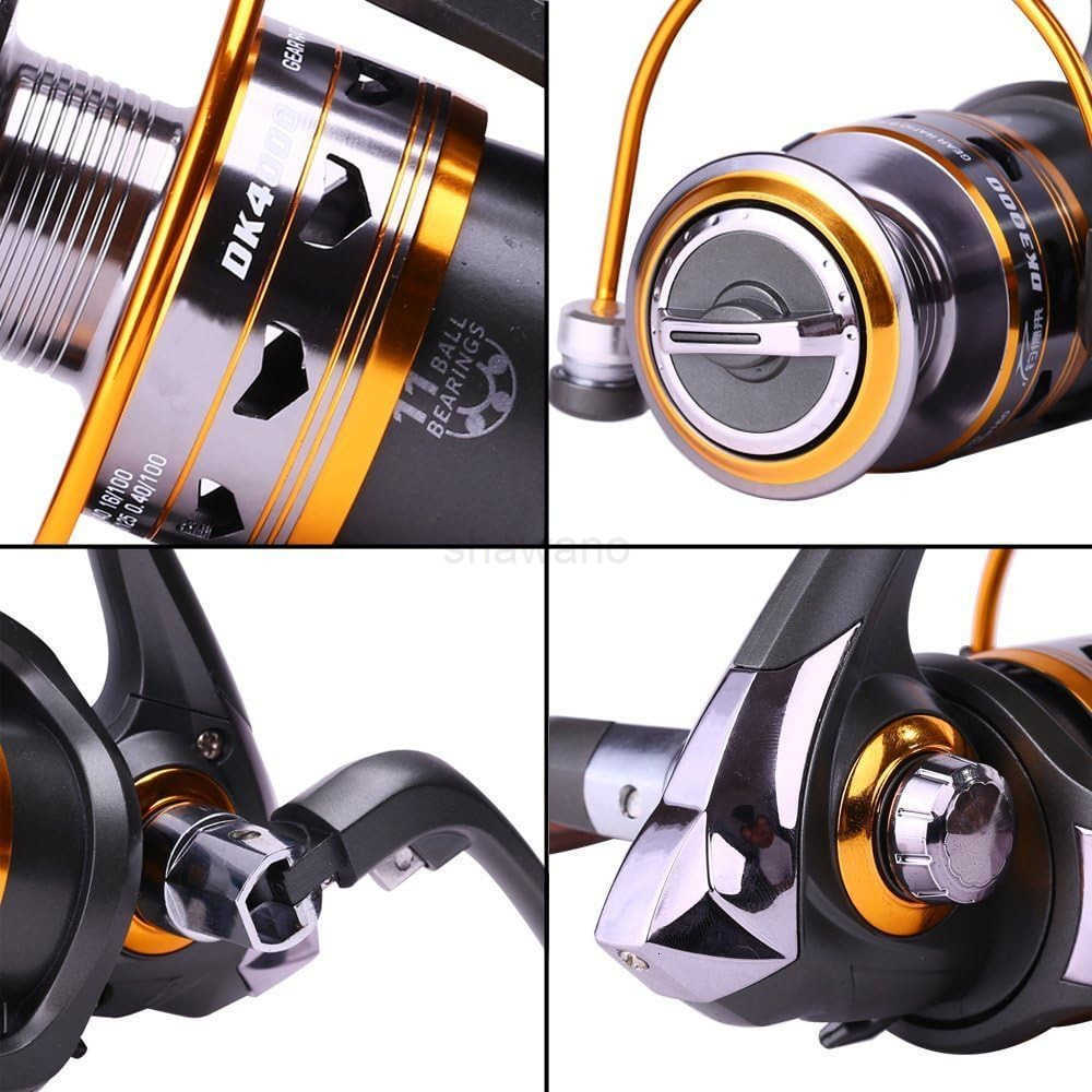 Spinning Fishing Reels with LeftRight Interchangeable Collapsible Wood Handle Powerful Metal Body 521511 Gear Ratio Smooth 11BB for Inshore Boat Rock 