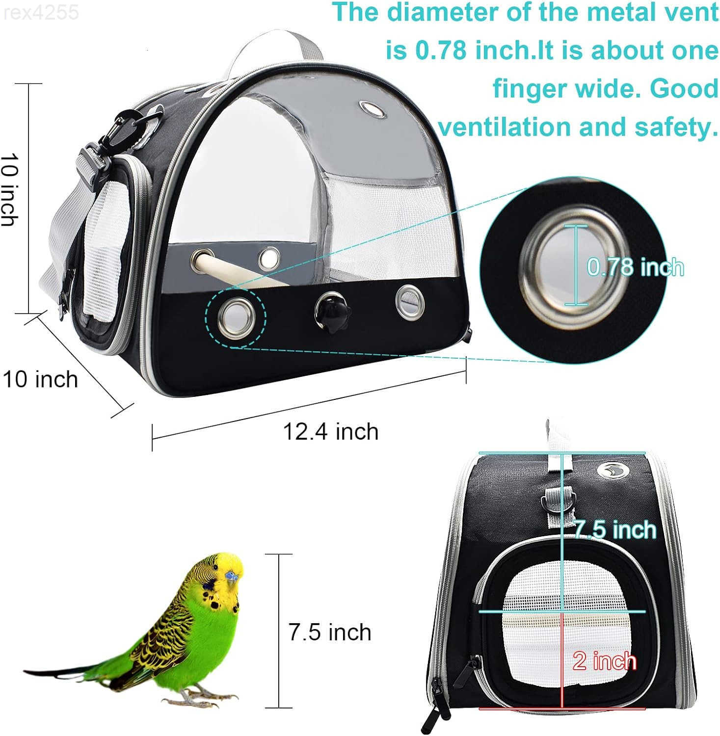 Bird Travel Carrier with Standing PerchLightweight Breathable Parrot Cage Small Pet Carrier Bag with Shoulder StrapBird Rat Guinea Pig Squirrel Carrie