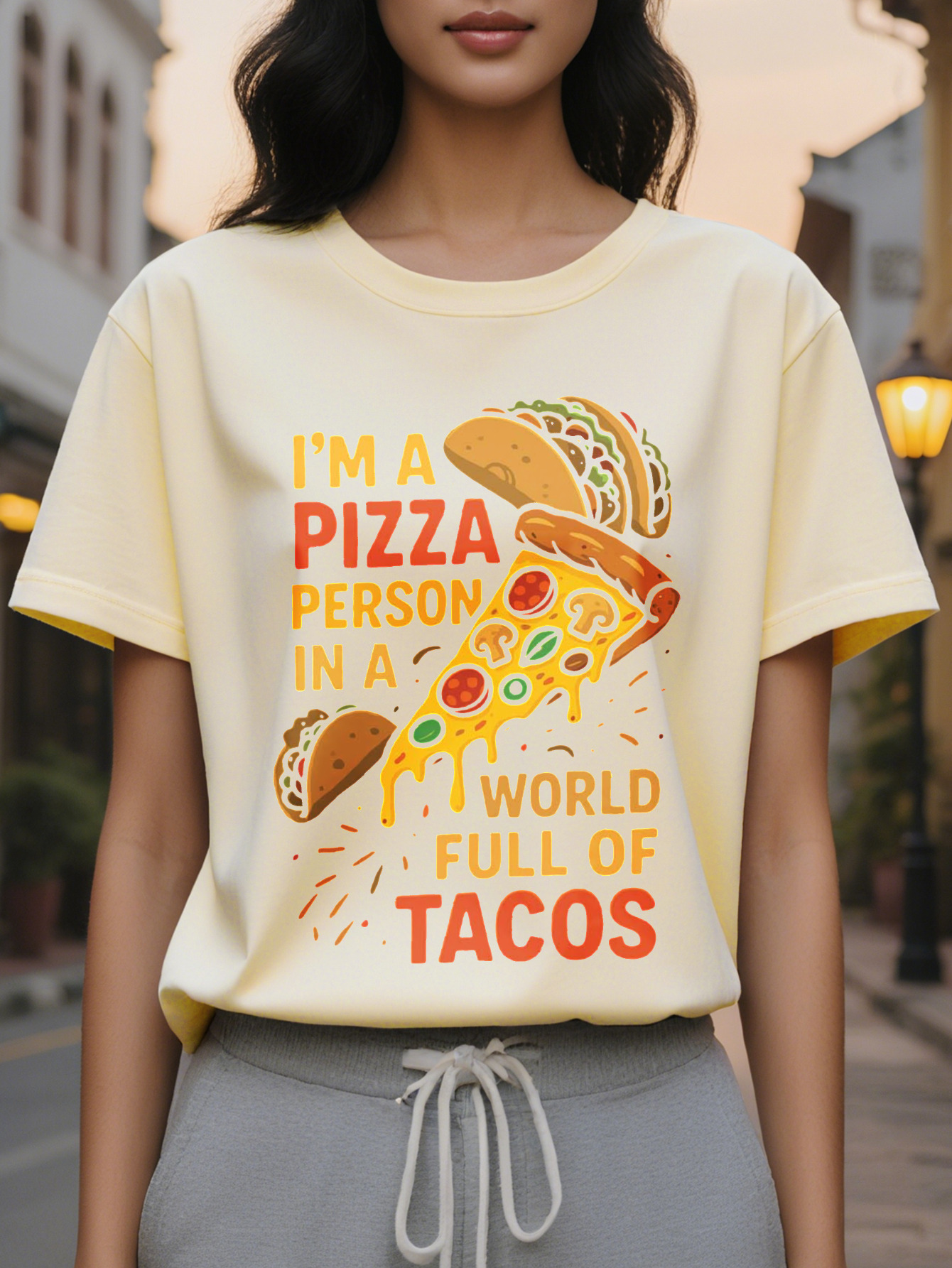 Women's Funny Pattern I'm Man in a World Full of Burritos Black Red and Orange Text Light Summer T-Shirt
