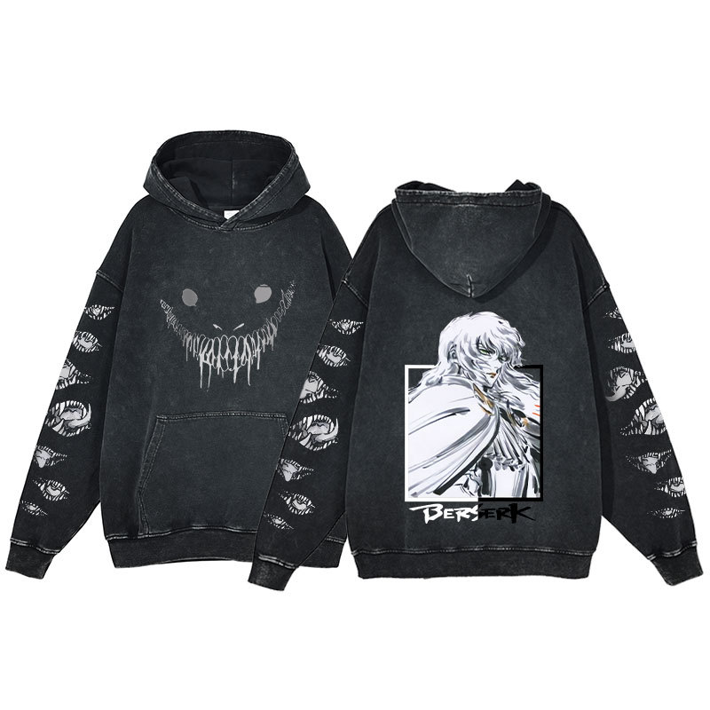 Berserk Hoodie Printed Harajuku Style Washed Hooded Sweatshirt Men's - VT2744