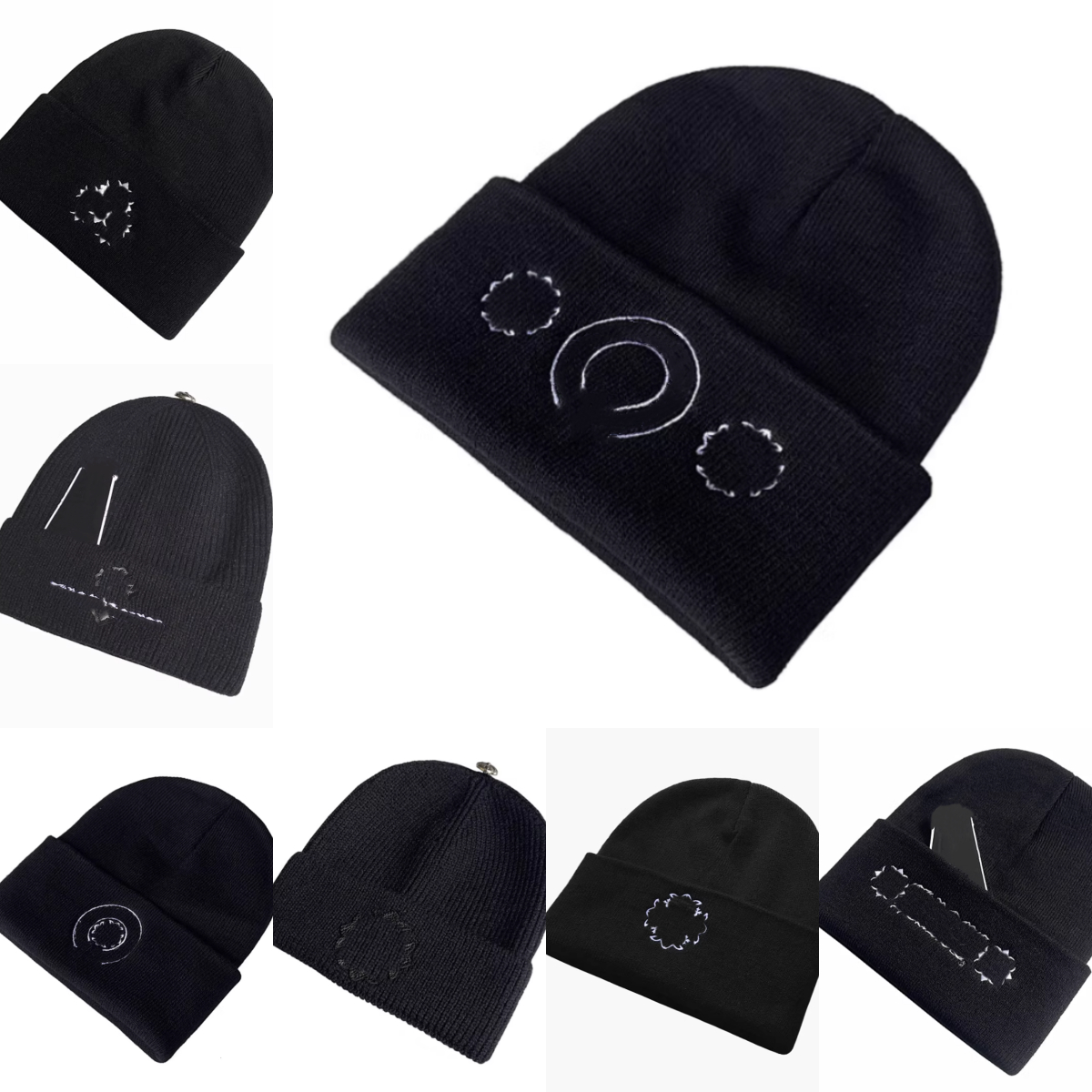 Cross Embroidery Beanie Hip Hop Knitted Cap Retro Chrome Designer Hat For Women Skull Cap Outdoor Winter Hat Mens Knit Thick Warm Beanie Ski Hat Casquette Luxe