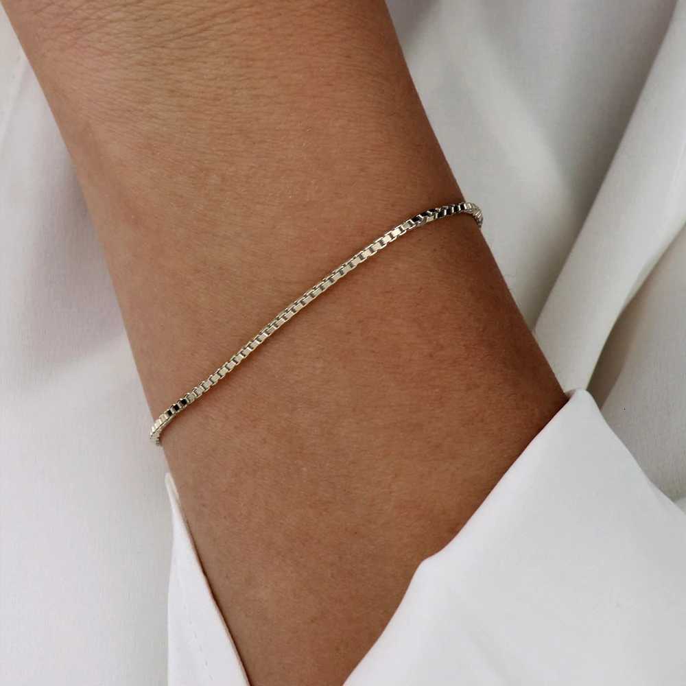 eManco Charm for Women Jewelry Gifts Minimalist Mens Bracelet Support Wholesale Silver Color Stainless Steel Box Chain Bracele W250904