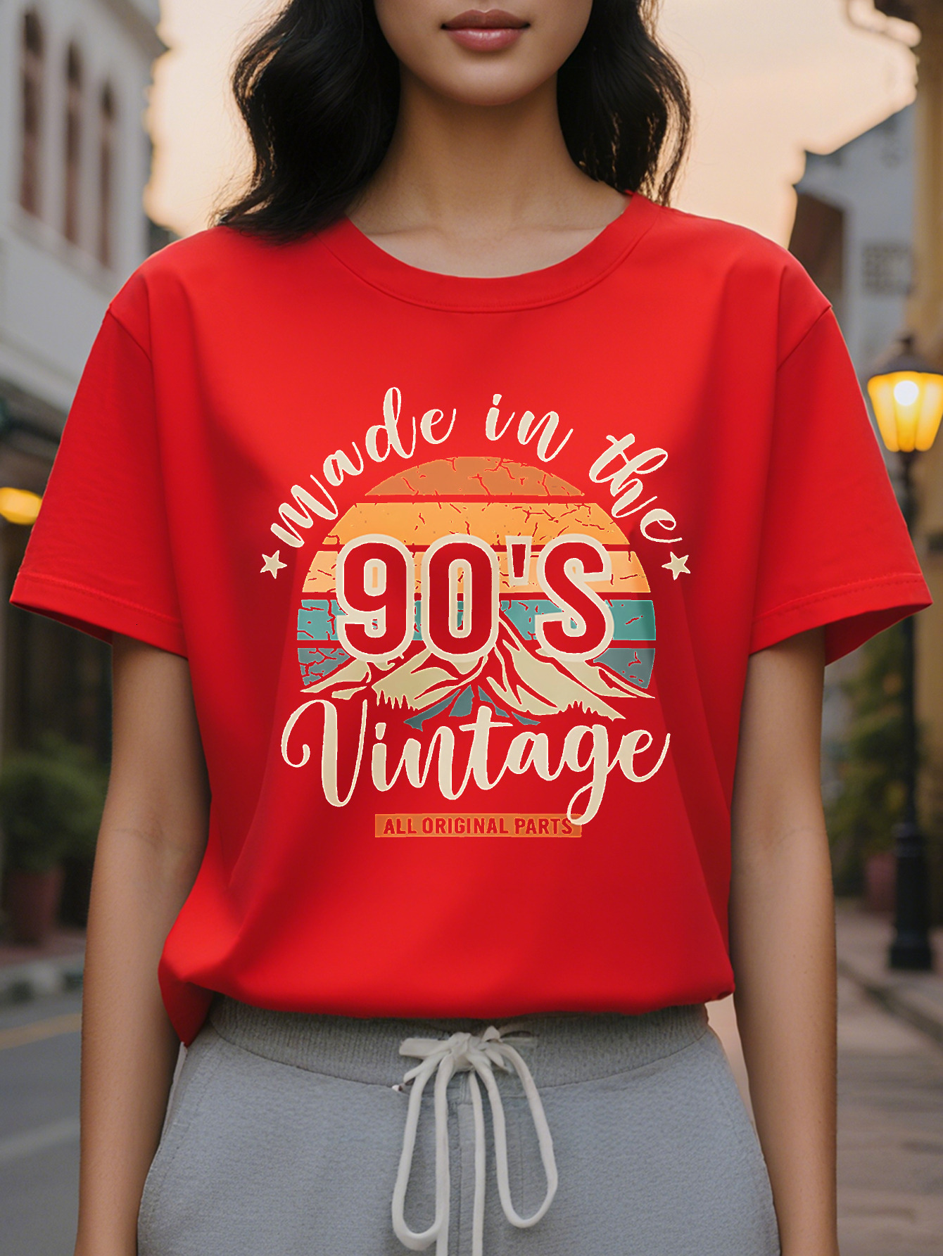 Casual Round Neck Short Sleeve with Style Made in the s Design Black Everyday Retro Pattern T Shirt