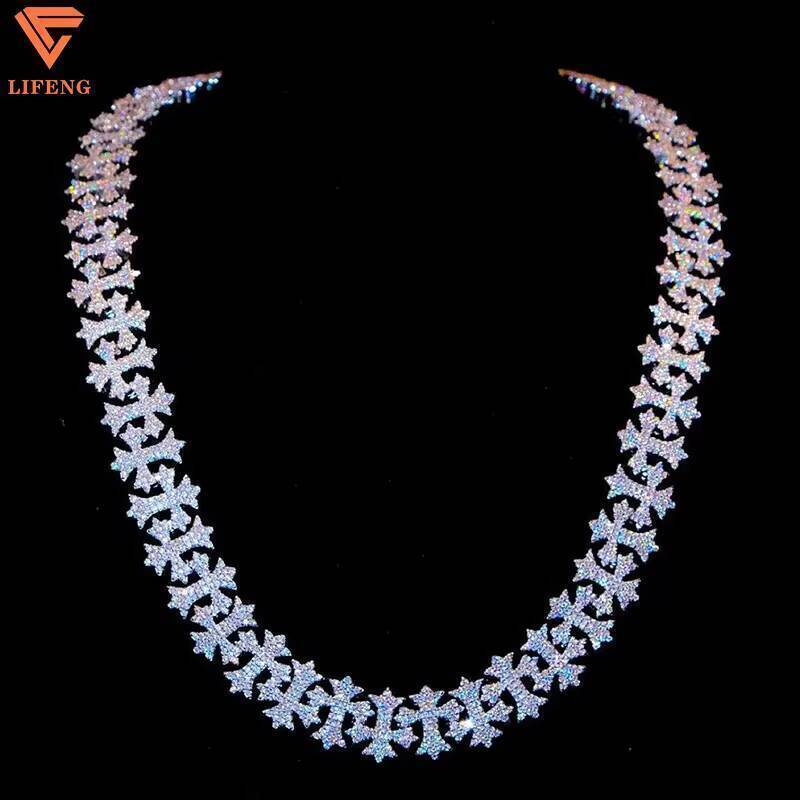 Lifeng Jewelry Miami Custom Necklace Iced Out VVS Moissanite and 925 Sterling Silver Rose Gold Plated Chain Fashion Jewelry