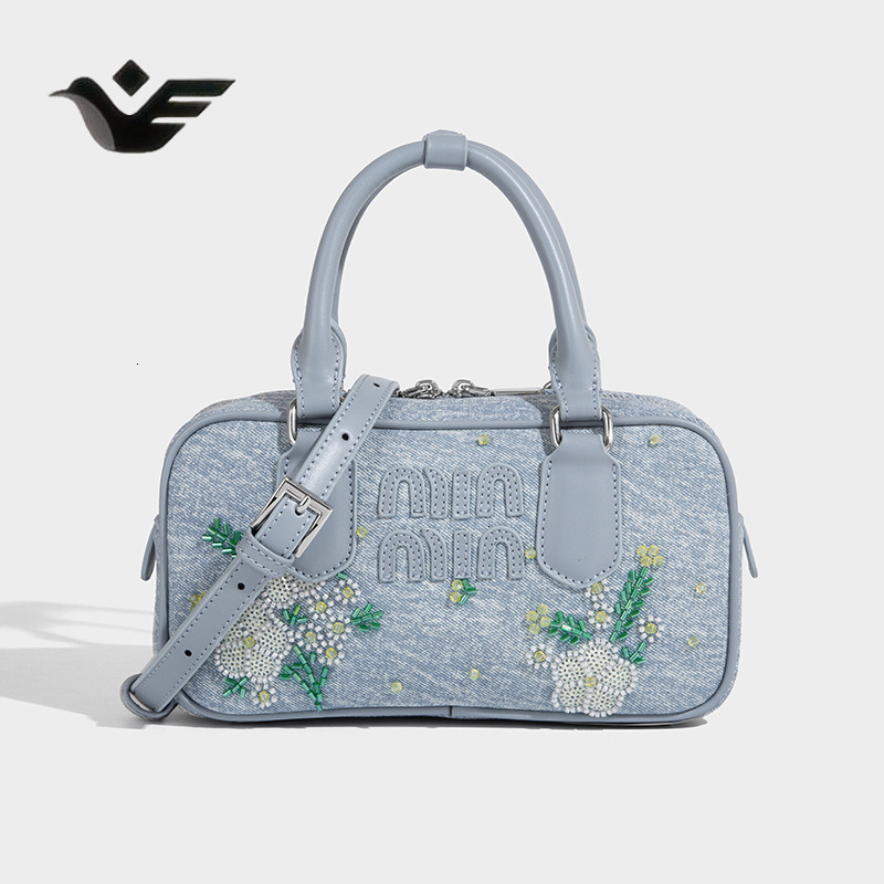 Feiyan Free Shipping New Designer Bag Luxury Shopping Bag Trendy Embroidered Denim Tote Bag For Women New Handbag Fashionable High-end Shoulder Crossb