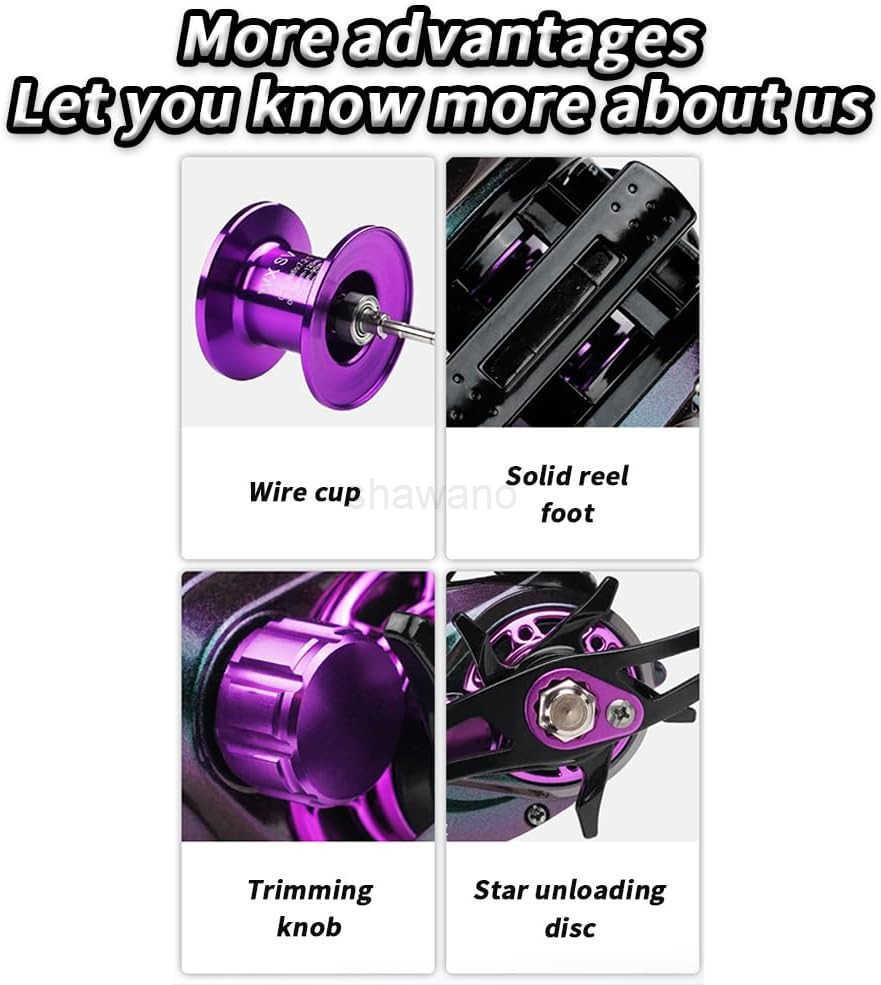 Baitcasting Fishing Reel 191BB Baitcasting Reel High Speed 721 Gear Ratio Low Profile Baitcaster Reel 78KG Max Drag Metal Body Baitcaster Fishing Reel