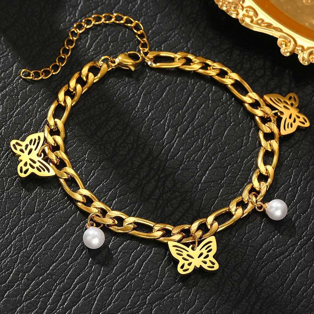 Stainless Steel Bracelet Engraved Charm White Imitation Pearl Design Fashion Bracelet For Women Jewelry Elegant Gifts Y250904