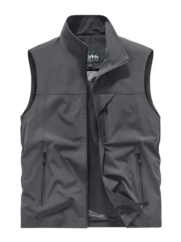 Summer Vest Mens Work Large Size Golf Sleeveless Jacket Tactical windbreaker Hunting Camping Fishing waterproof Coat Parka 250904