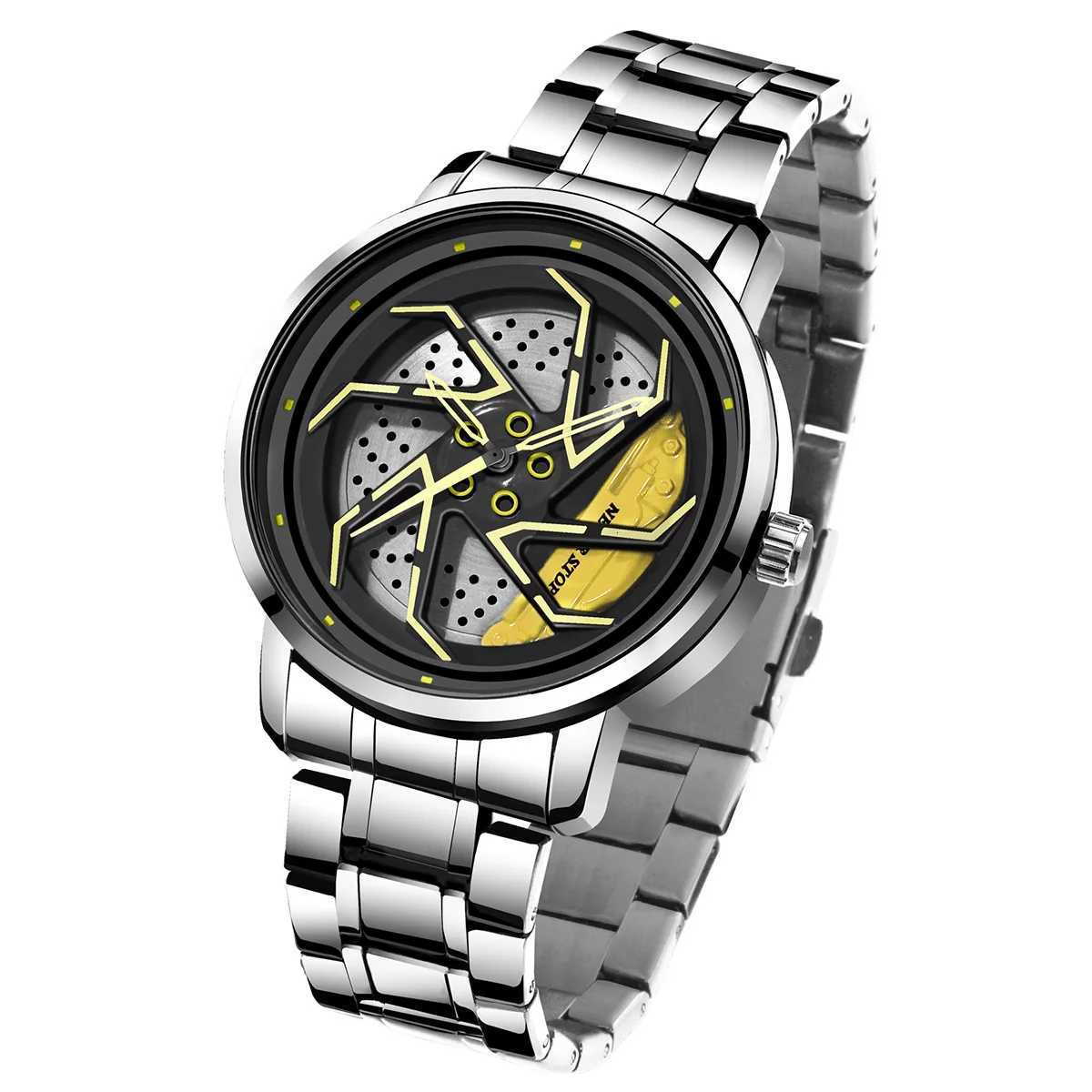 UTHAI CQ325 Fashionable Men watch with wheel clamp designrotating hollow quartz watchcool clock gift watches for man X250904