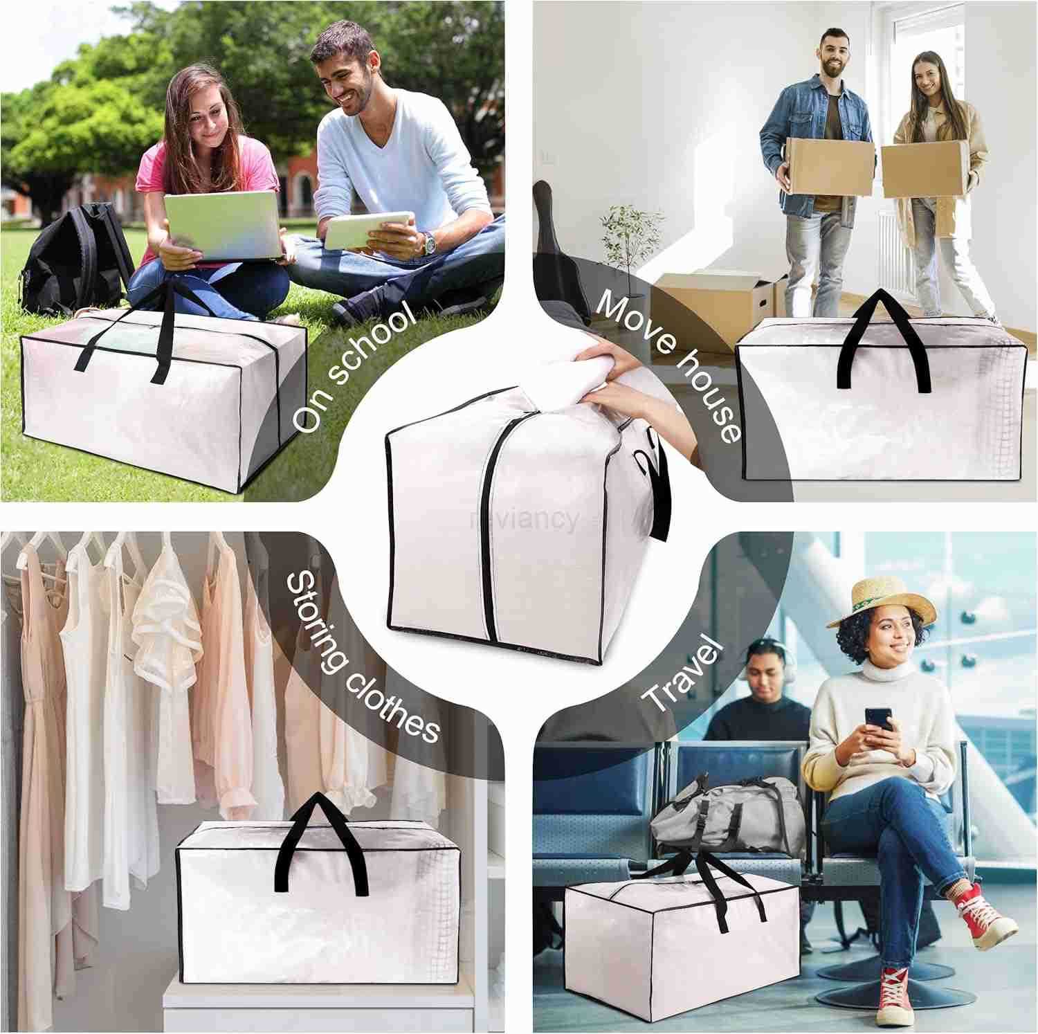 Large Moving Bags WBackpack Straps Strong Handles Zippers Storage Totes For Space Saving Fold Flat Alternative to Box and Bin Set of 6 MulticolorW2509