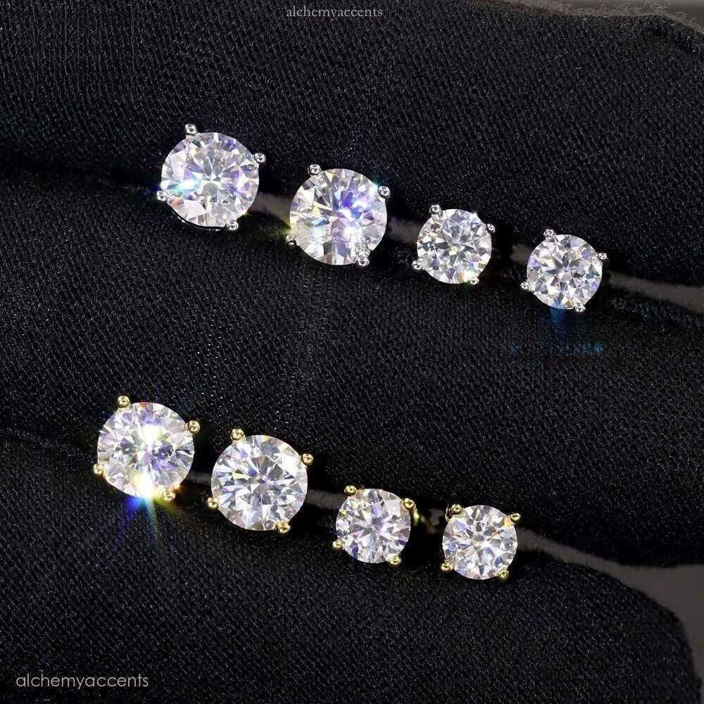 Jewelry Classic 8mm 2CT Mossanite Screw Back Sterling Sier VVS Dia Moissanite Stud Earrings for Women