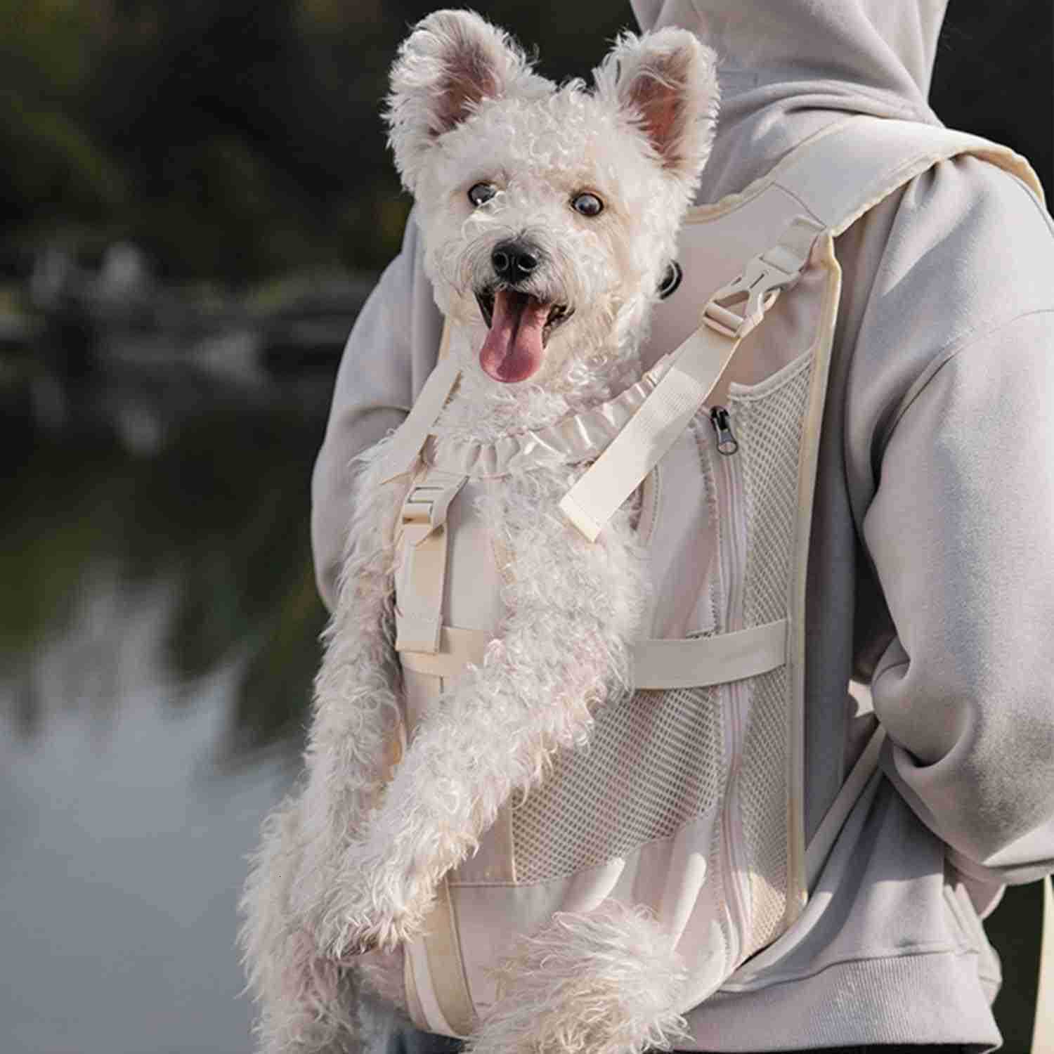 Dog Front Carrier Backpacks for Small Dogs Legs Out Pet Carrier Sling Backpack with Adjustable Padded Ventilated Shoulder Straps EasyFit for Traveling