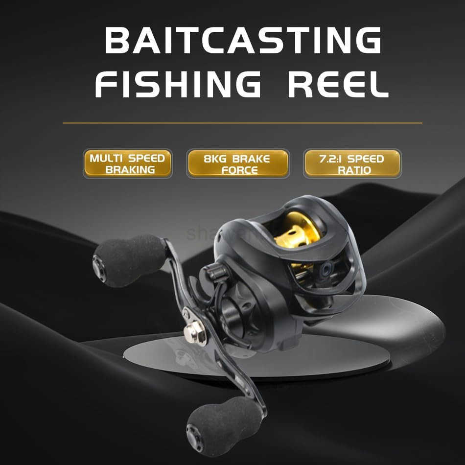 Baitcasting Fishing Reel Lightweight Aluminum Spool Fishing Reel176Lbs Max Drag Magnetic Braking System 721 HighSpeed Gear Ratio Saltwater Freshwat W2