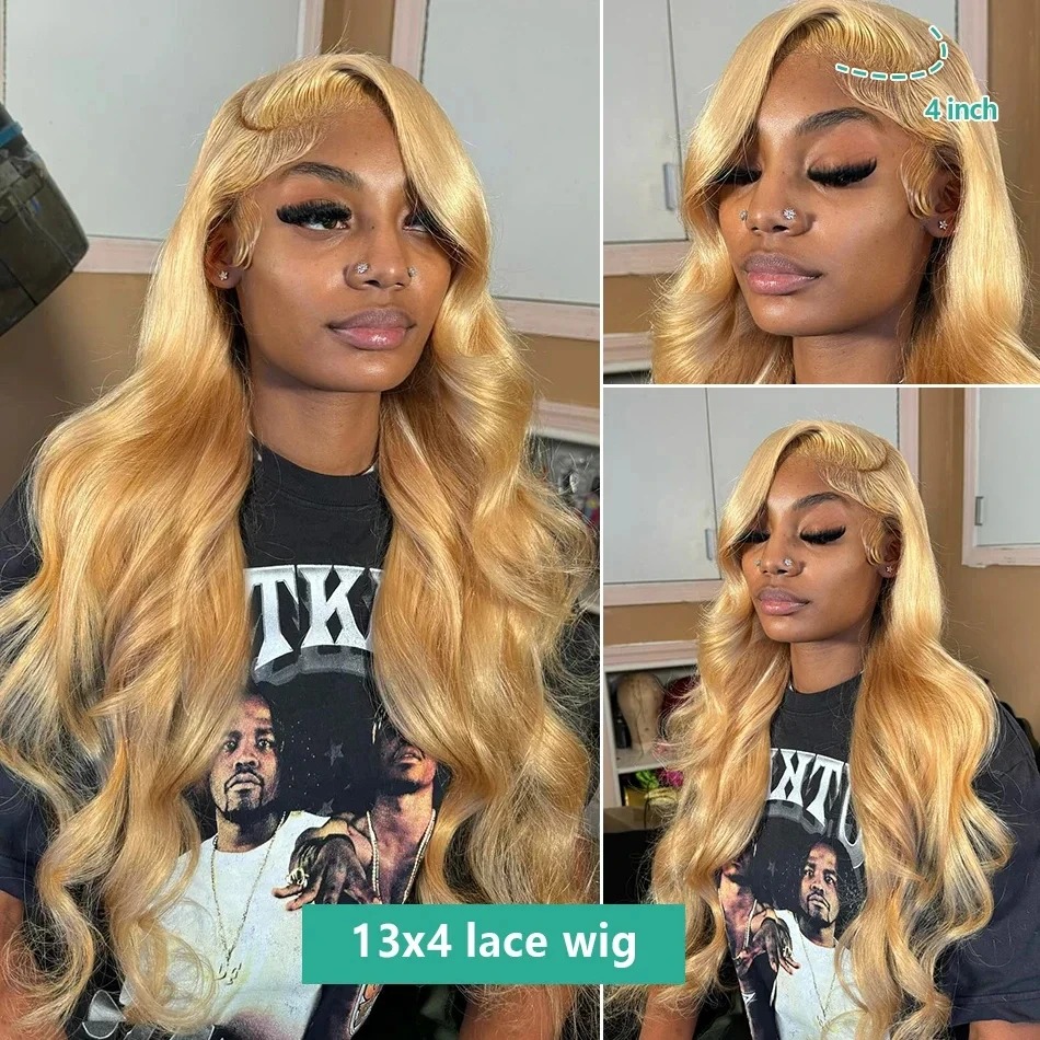 Glueless Hd Lace Frontal Human Hair Wigs Preplucked 200% Body Wave 27 Honey Blonde Lace Front Wig 13x4 Transparent Lace Frontal Wigs For Women
