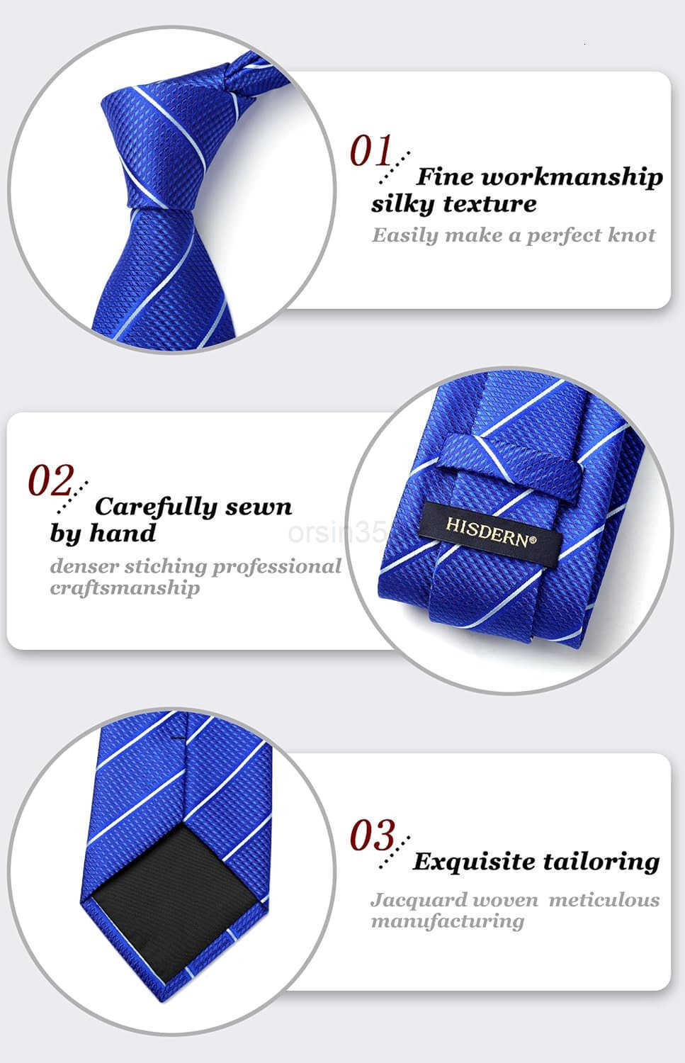 Mens Striped Ties Classic Silk Woven Tie and Pocket Square Set Formal Business Necktie Handkerchief for WeddingW250904