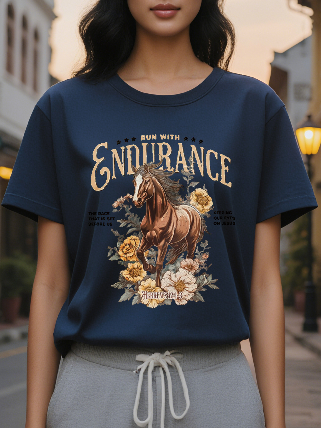 New women's casual sleeve T-shirt cotton fiber square meters knitted fabric letter pattern regular length