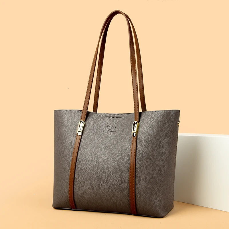 autumn Single Shoulder Large Capacity Messenger Droadband Female Solid Color Handbag Ladies Bucket PU Bag 250903