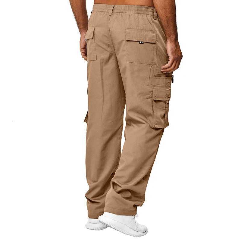 Men Casual Cargo Pant Solid Color Straight Leg Jogger Sweatpant Loose Workout Trouser with Pockets StreetwearXJ250904