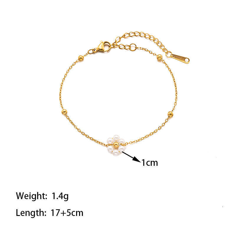New Style Pearl Flower Titanium Steel Necklace Collarbone Chain for Women Lightweight Design Bracelet Jewelry