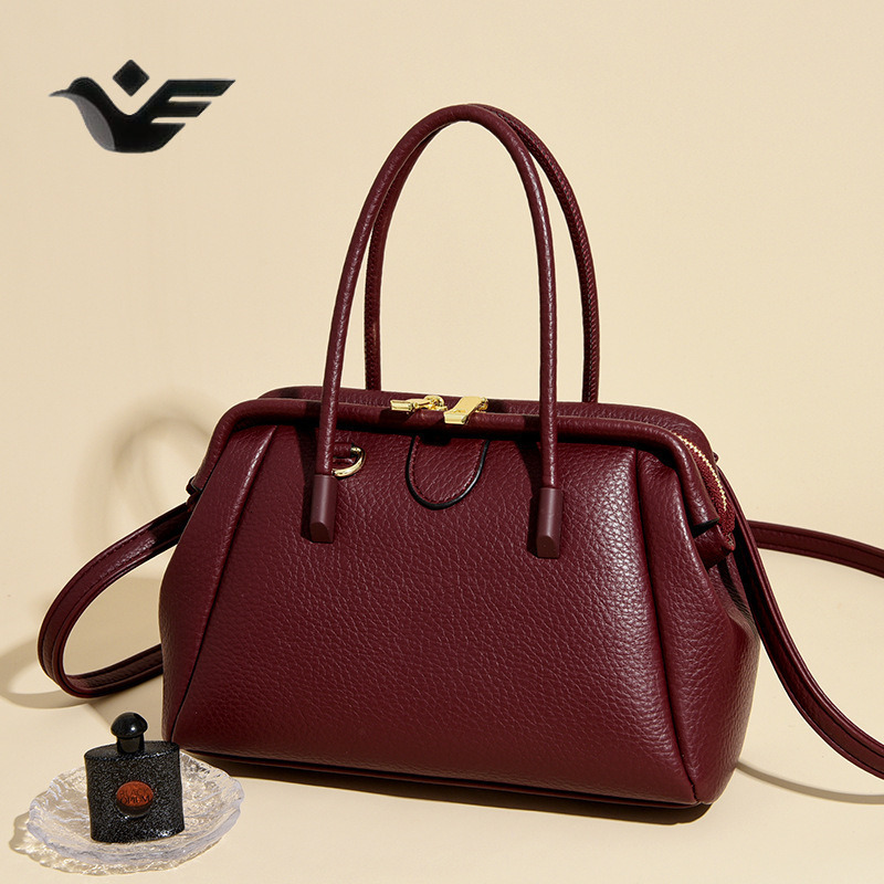 Feiyan Free Shipping New Designer Bag Luxury Shopping Bag Litchi Pattern Boston Bag Crossbody Bag Women's Handbag Simple Versatile Large Capacity