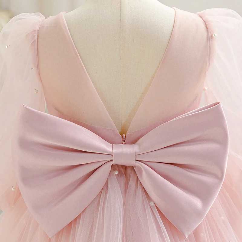 Childrens Birthday Party Puff Sleeve Princess Dress Bow Mesh Dress Masquerade Piano Catwalk Flower Girl Wedding Costume Z250904